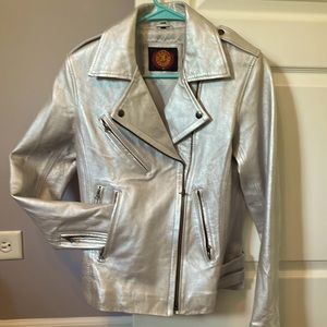 Platinum leather coat